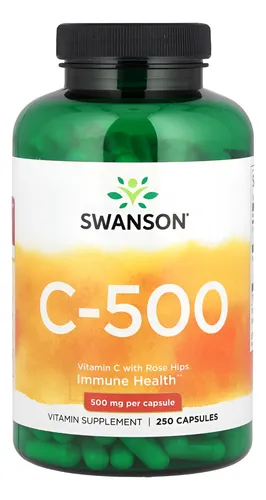 Vitamina C Swanson 500 Mg 250 Capsulas Original Suplemento Sin Sabor