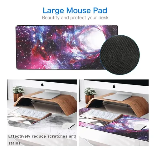 Mouse Pad Gamer Galaxia Morado Grande Premium 80*30 Cosido Negro Galaxia - Imagen 5