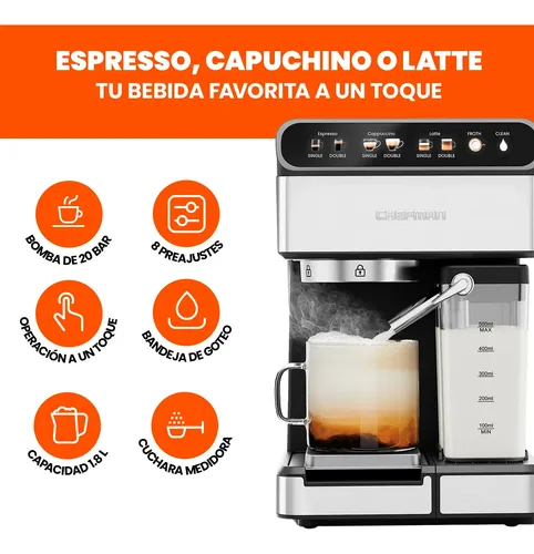 Cafetera Chefman Barista Pro Digital 6 En 1 Automatica 1.8 L Azul - Imagen 8