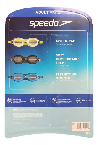 Paquete Triple De Gafas De Natación Para Adultos Speedo Negro - Imagen 2