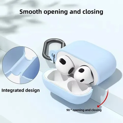 Estuche Protector Silicona Compatible Con AirPods Pro3 Apple Azul Claro Liso - Imagen 2