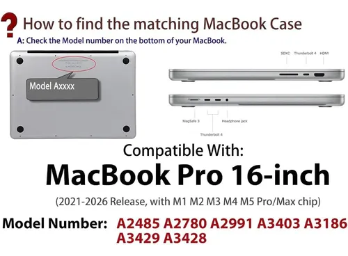 Estuche Protector Macbook M1 M2 M3 M4 M5 Pro Max 16.2 A2485 Negro - Imagen 8