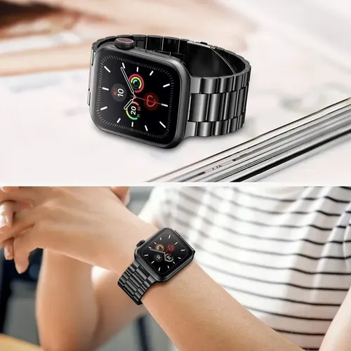 Pulsera Metalica Compatible Con Apple Watch 38mm A 40mm Negro 2.3 Cm - Imagen 3