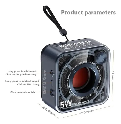 Parlante Dw12 Inalámbrico Bluetooth Transparente Original Azul Petróleo - Imagen 3