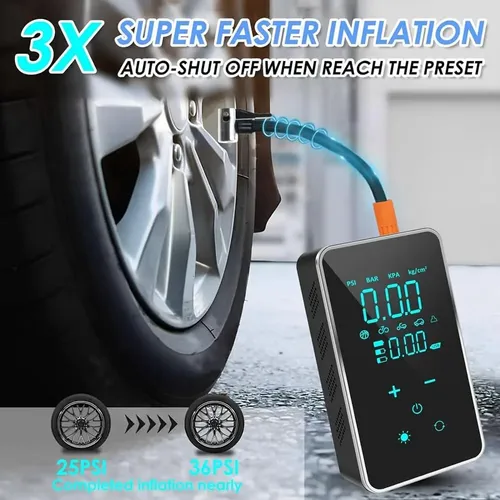 Mini Compresor Tactil De Aire Inflador Eléctrico Portatil Negro Monofásica - Imagen 4