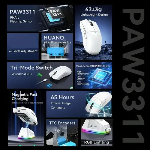 Mouse Gamer Attack Shark X11 Con Base De Carga Magnética - Imagen 5