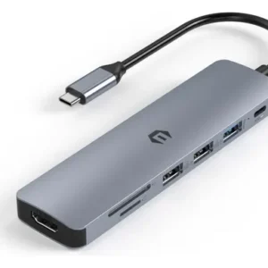 Adaptador Oditton Multiple 7 En 1 Tipo C 4k Hdmi Apple Gris Oscuro