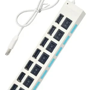 Adaptador Cable Hub 7 Puertos Usb 2.0 Expansor 480mbps 500ma Blanco
