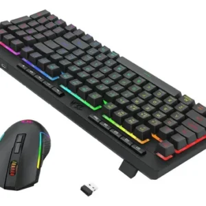 Kit Teclado Mouse Mecanico Gamer Redragon Rgb Inalámbrico Negro Inglés