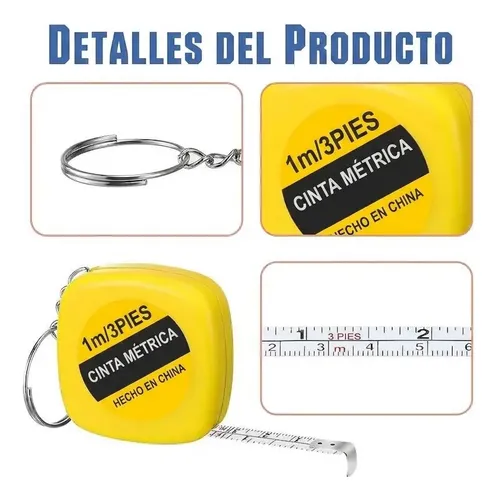Llavero Huincha De Medir Cinta Métrica Metro Funcional Amarillo - Imagen 3