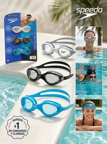 Paquete Triple De Gafas De Natación Para Adultos Speedo Negro - Imagen 3