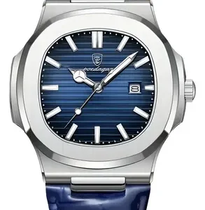 Relojes Casuales Luminiscentes Poedagar 613 Para Hombre Azul Oscuro Plateado