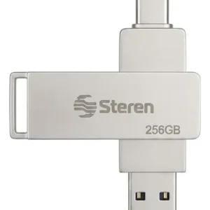 Memory Flash Steren 256gb Usb 2.0 - Usb A + Tipo C Metálico Plateado Dual