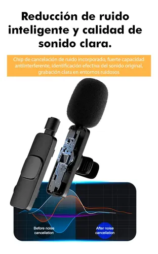 Microfono Inalámbrico Multimedia K8 Solapero Tipo C Podcast Negro - Imagen 3