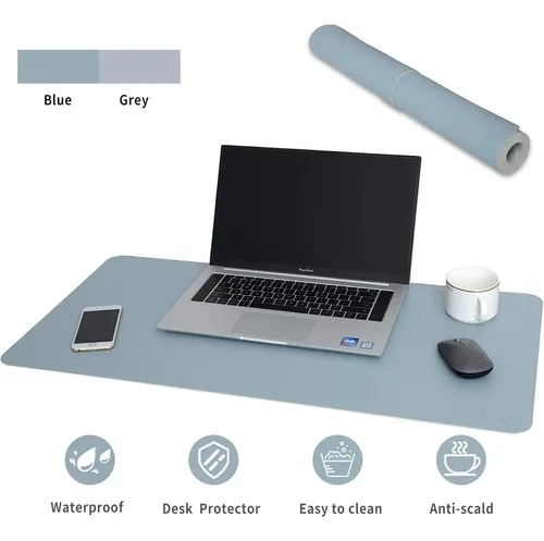 Pad Mouse Weelth 60*35cm De Cuero Para Apple Magic Mouse Azul/plata - Imagen 6