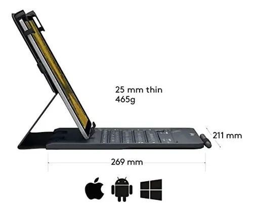 Estuche +teclado Compatible Con iPad Tablet 10 U 11 Pulgadas Negro - Imagen 4
