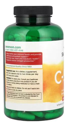 Vitamina C Swanson 500 Mg 250 Capsulas Original Suplemento Sin Sabor - Imagen 7