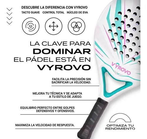 Pala Pádel Carbono Potencia 3d 38mm 360g Vyrovo Raqueta Blanco - Imagen 3