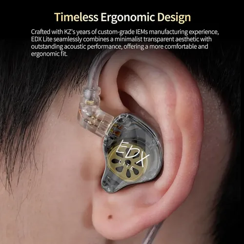Audífonos Kz Edx Lite Con Micrófono Sonido Acústico Transparente Gray - Imagen 6