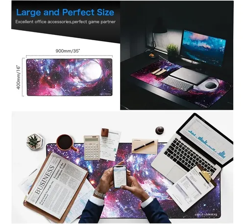 Mouse Pad Gamer Galaxia Morado Grande Premium 80*30 Cosido Negro Galaxia - Imagen 3