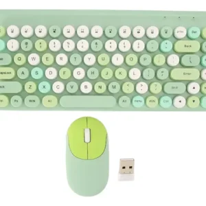 Kit De Teclado + Mouse Inalámbrico Premium Tipo Logitech Verde Verde Claro