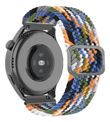 Pulsera De Nylon Tejido Compatible Con Huawei Galaxy Azul Acero 2.2 Cm - Imagen 3