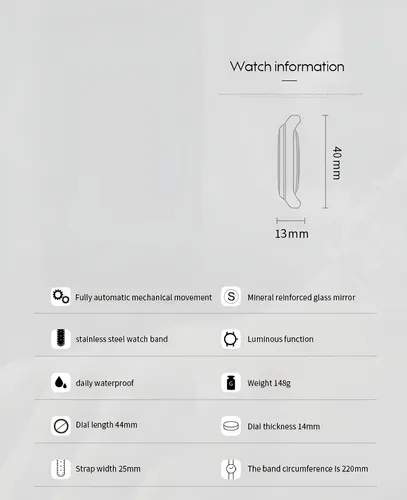 Reloj Tevise Automático De Lujo Para Hombre Acero Inoxidable - Imagen 6