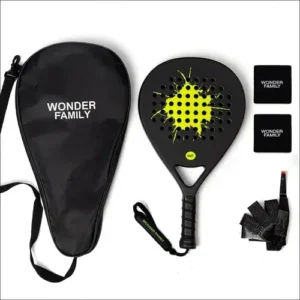 Pala Pádel Con Overgrip Y 2 Muñequeras 38mm 220g Wf Raqueta Negro