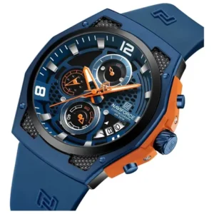 Reloj Naviforce 8051 Para Hombre Cuarzo Correa Silicona Azul Negro