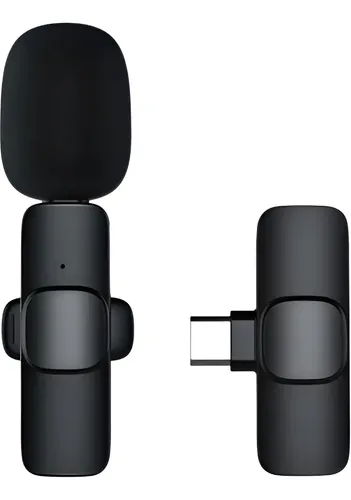 Microfono Inalámbrico Multimedia K8 Solapero Tipo C Podcast Negro