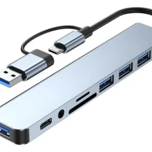 Adaptador Multiple 8 En 1 Tipo C Y Usb 3.0 Windows Macbook Azul Acero