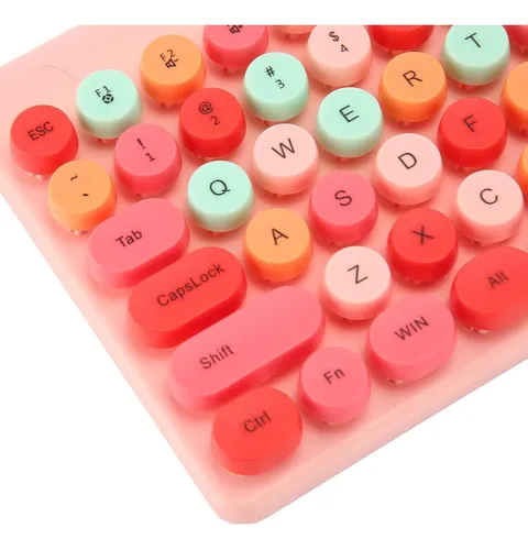 Kit De Teclado + Mouse Inalámbrico Premium Tipo Logitech Rosa Rosa Chicle - Imagen 8