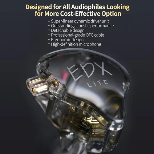 Audífonos Kz Edx Lite Con Micrófono Sonido Acústico Transparente Gray - Imagen 7