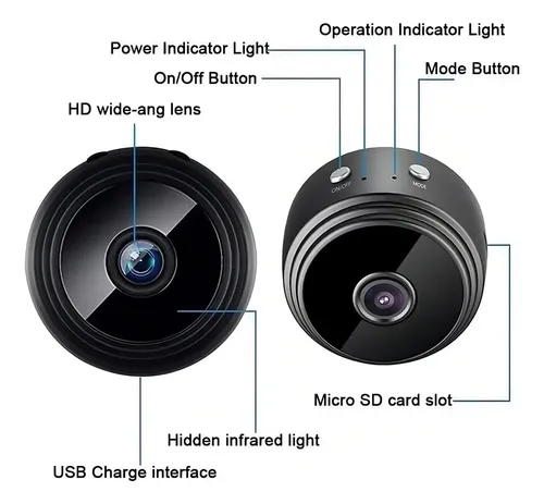Camara De Seguridad Mini Camara A9 2mp Vision Nocturna Color Negro - Imagen 3