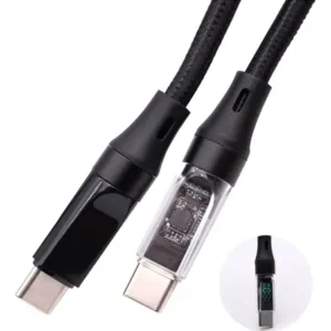 Cable De Datos Y Carga Rápida De 120w Tipo C Pantalla Led Negro