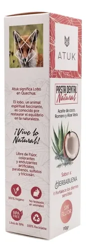 Atuk Pasta De Dientes Dental Coco Aloe Vera Sin Flúor - Imagen 5