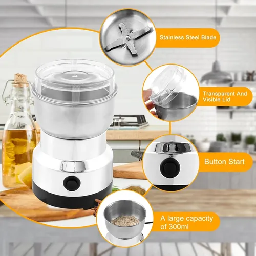 Molino Eléctrico Portátil Para Café Y Grano Semilla Plateado Gris - Imagen 4