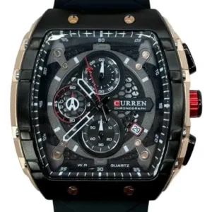 Reloj Curren 8442 Negro Para Hombre Correa Silicona Negro