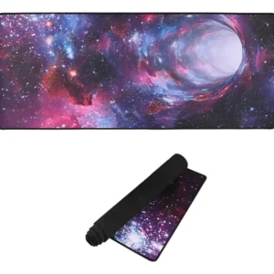 Mouse Pad Gamer Galaxia Morado Grande Premium 80*30 Cosido Negro Galaxia