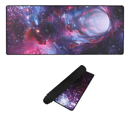 Mouse Pad Gamer Galaxia Morado Grande Premium 80*30 Cosido Negro Galaxia