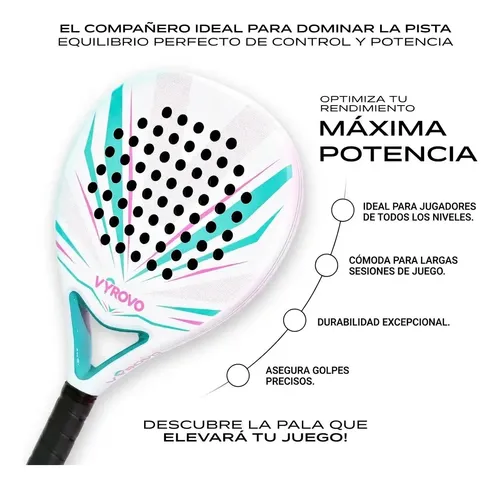 Pala Pádel Carbono Potencia 3d 38mm 360g Vyrovo Raqueta Blanco - Imagen 4