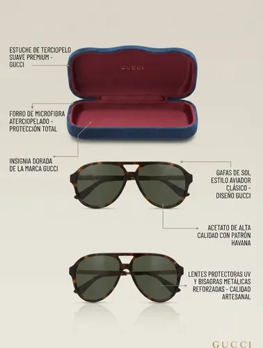 Gafas De Sol Gucci Originales Gg0688s Elegancia Premium Océano Marrón Verde Oscuro Café - Imagen 3
