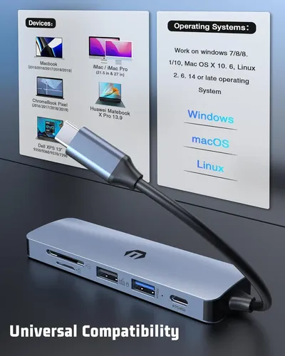 Adaptador Oditton Multipuerto Usb-c 4k Hdmi 6 En 1 Apple - Imagen 2
