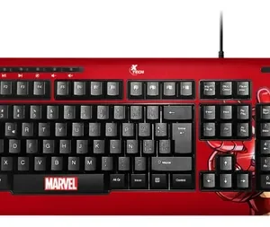 Teclado Alambrico Xtech Edición Iron Man Marvel Gamer Rojo Español Latinoamérica
