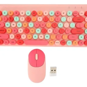 Kit De Teclado + Mouse Inalámbrico Premium Tipo Logitech Rosa Rosa Chicle