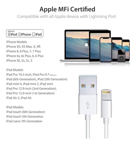 Cable De Carga Para iPhone Conector Lightning A Usb 1m Apple Blanco - Imagen 5