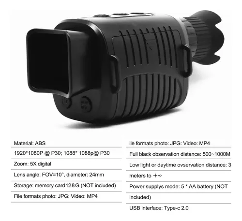 Camara Visor Nocturno Infrarrojo Telescopico 1080p 128gb - Imagen 6