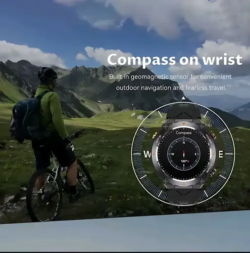 Reloj Inteligente Smart Watch Kc82 Hombre Gps Brújula Negro Camuflash Negro/plomo Gris Oscuro - Imagen 4