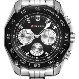 Reloj Curren 8077 Para Hombre Cuarzo Correa Acero Inoxidable Plateado Negro