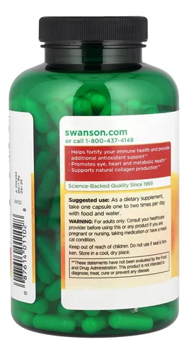 Vitamina C Swanson 500 Mg 250 Capsulas Original Suplemento Sin Sabor - Imagen 6